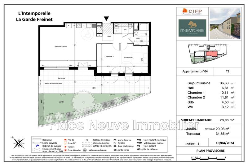 Appartement - 61 m² - 3 pièces