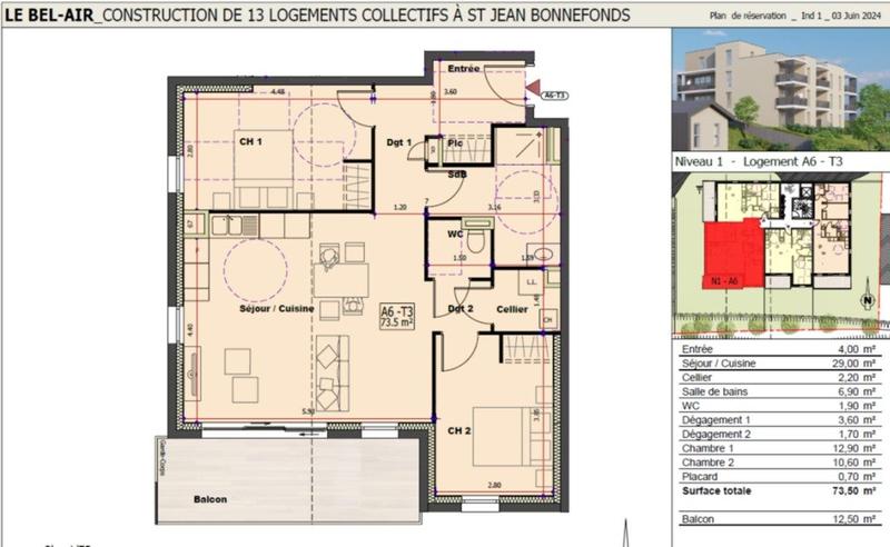 Appartement - 74 m² - 3 pièces