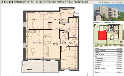 Appartement - 74 m² - 3 pièces