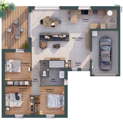 Maison - 90 m² - 5 pièces