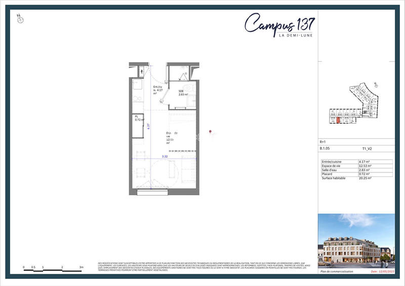 Appartement - 66 m² - 1 pièce