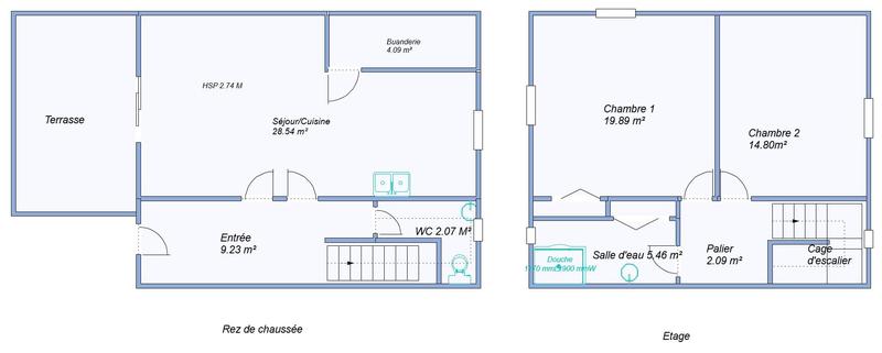 Maison - 86 m² - 3 pièces