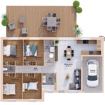 Maison - 91 m² - 6 pièces