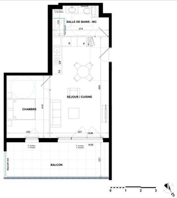 Appartement - 43 m² - 2 pièces