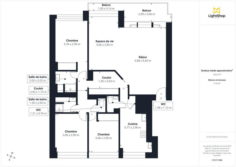Appartement - 103 m² - 5 pièces