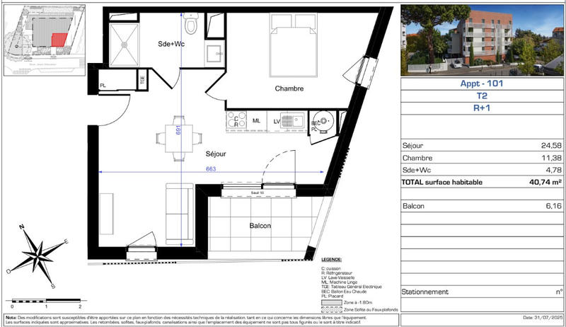 Appartement - 41 m² - 2 pièces