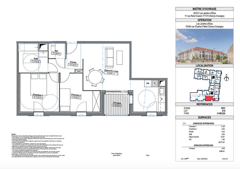 Appartement - 56 m² - 3 pièces