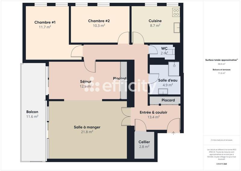 Appartement - 91 m² - 4 pièces