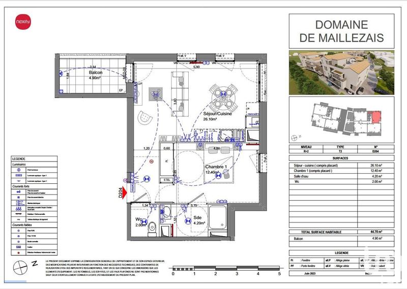 Appartement - 45 m² - 2 pièces