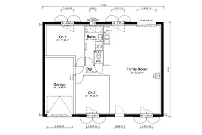 Maison - 73 m² - 3 pièces