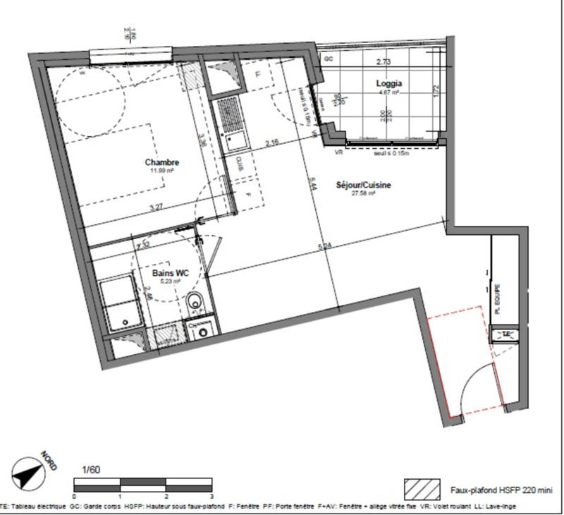 Appartement - 45 m² - 2 pièces