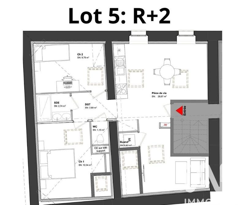 Appartement - 57 m² - 3 pièces