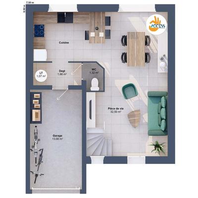 Maison - 80 m² - 5 pièces