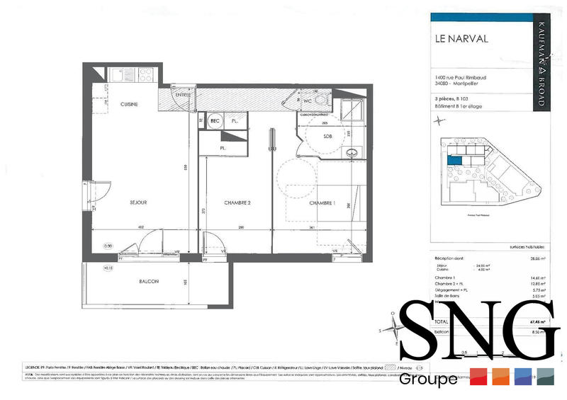 Appartement - 67 m² - 3 pièces