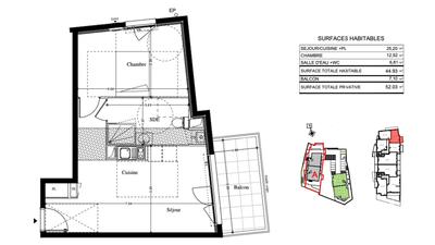 Appartement - 45 m² - 2 pièces