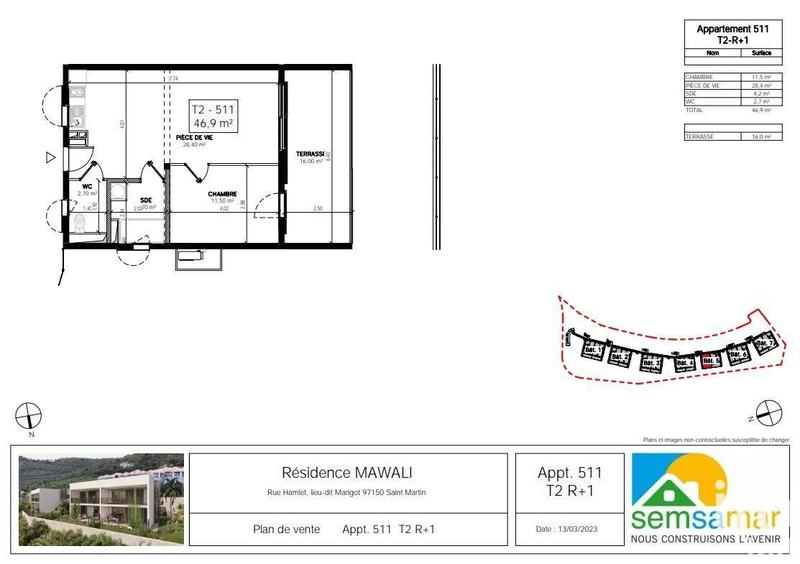Appartement - 47 m² - 2 pièces