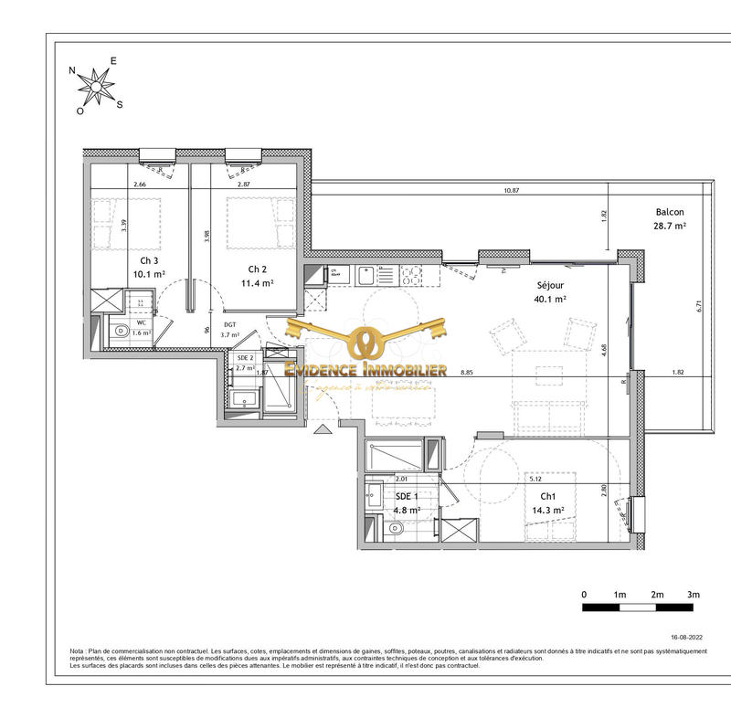 Appartement - 89 m² - 4 pièces