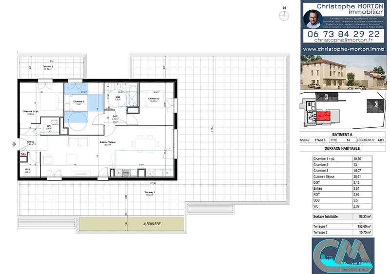 Appartement - 88 m² - 4 pièces