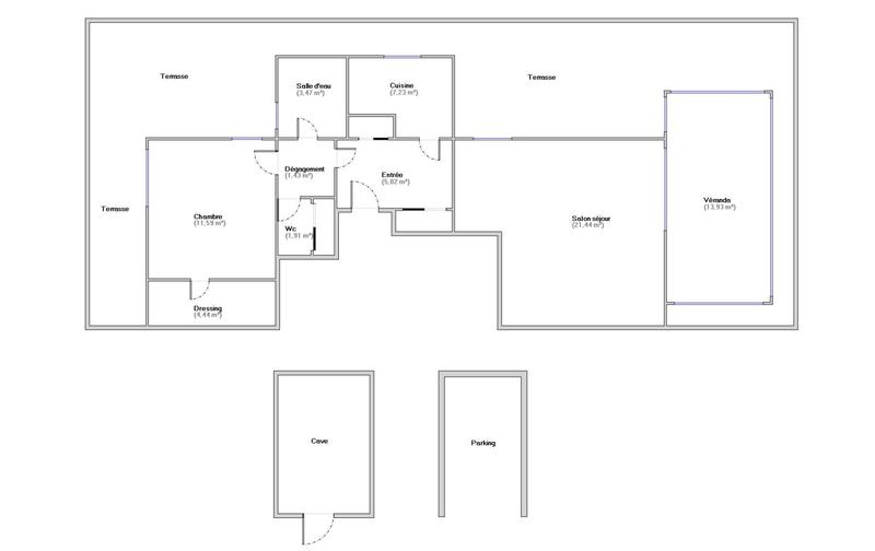 Appartement - 70 m² - 2 pièces