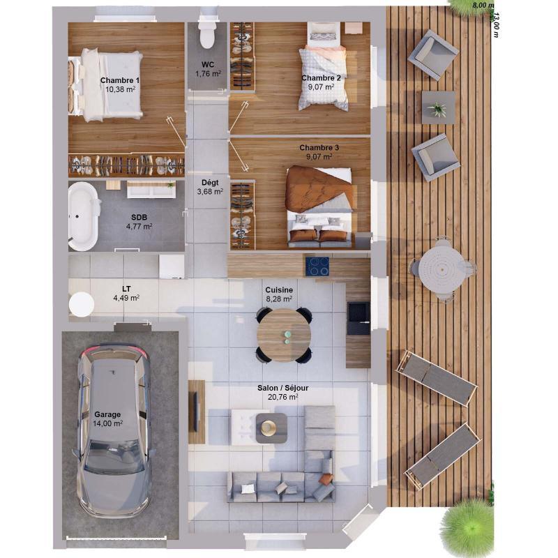 Maison - 72 m² - 5 pièces