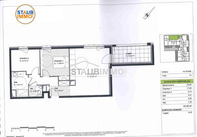 Appartement - 61 m² - 3 pièces