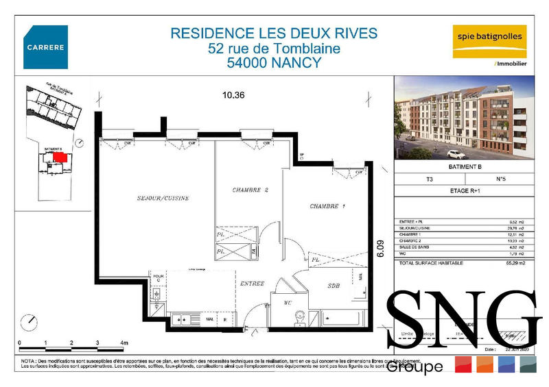 Appartement - 65 m² - 3 pièces