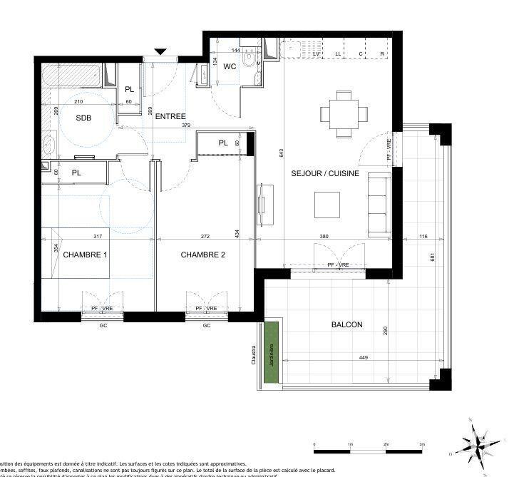 Appartement - 64 m² - 3 pièces