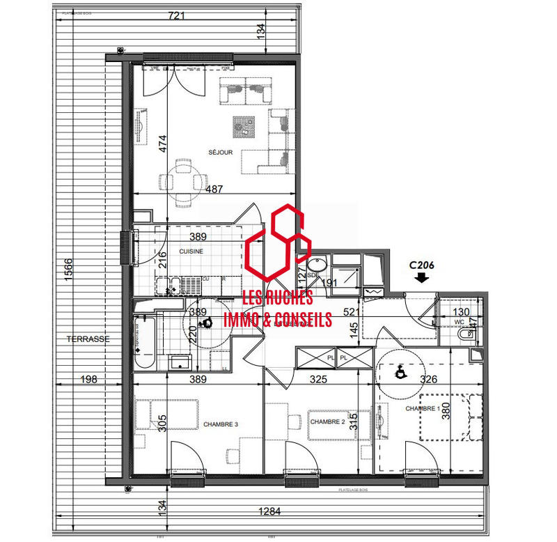 Appartement - 89 m² - 4 pièces