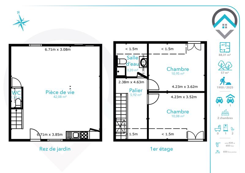 Maison - 88 m² - 4 pièces