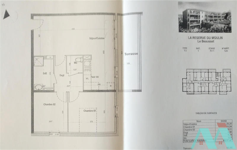 Appartement - 60 m² - 3 pièces