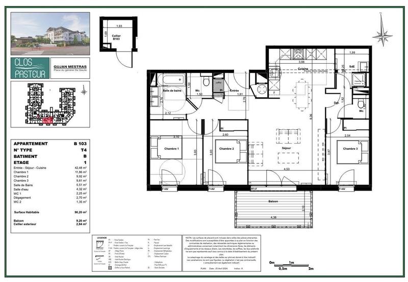 Appartement - 90 m² - 4 pièces