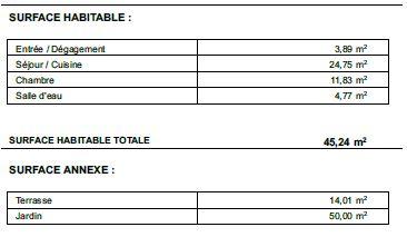 Appartement - 45 m² - 2 pièces