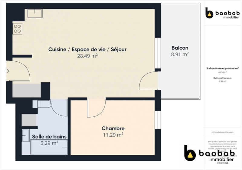 Appartement - 46 m² - 2 pièces