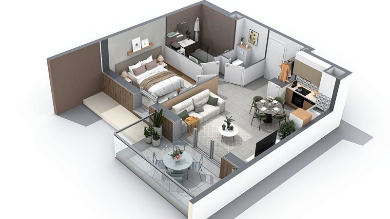 Appartement - 45 m² - 2 pièces