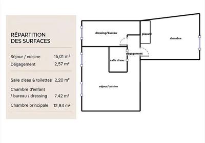 Appartement - 40 m² - 3 pièces