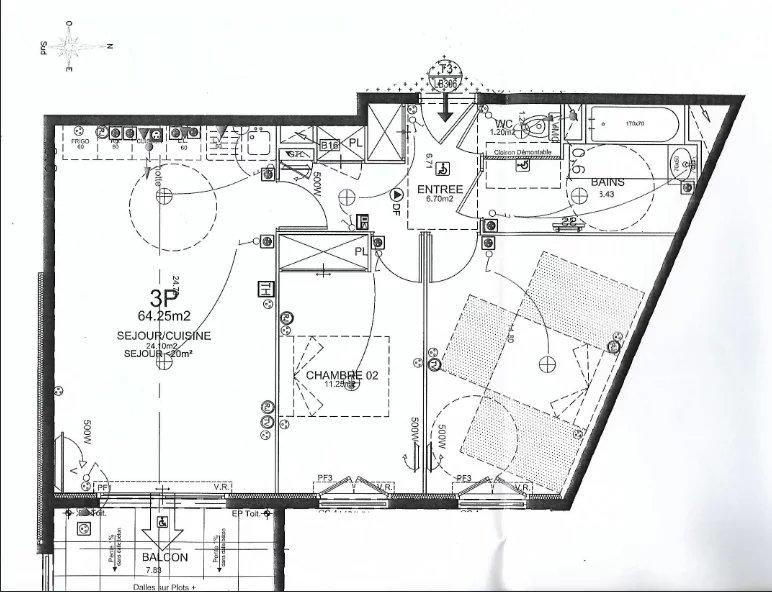 Appartement - 64 m² - 3 pièces