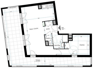 Appartement - 57 m² - 2 pièces