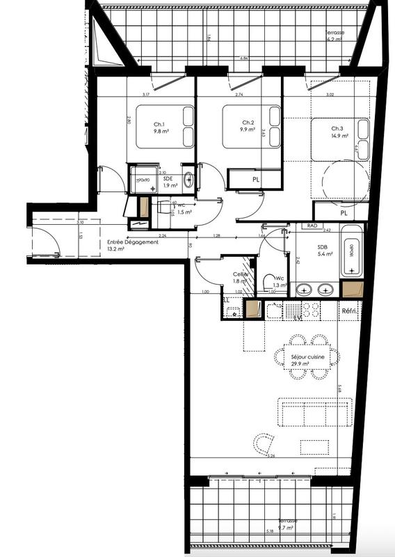 Appartement - 88 m² - 4 pièces