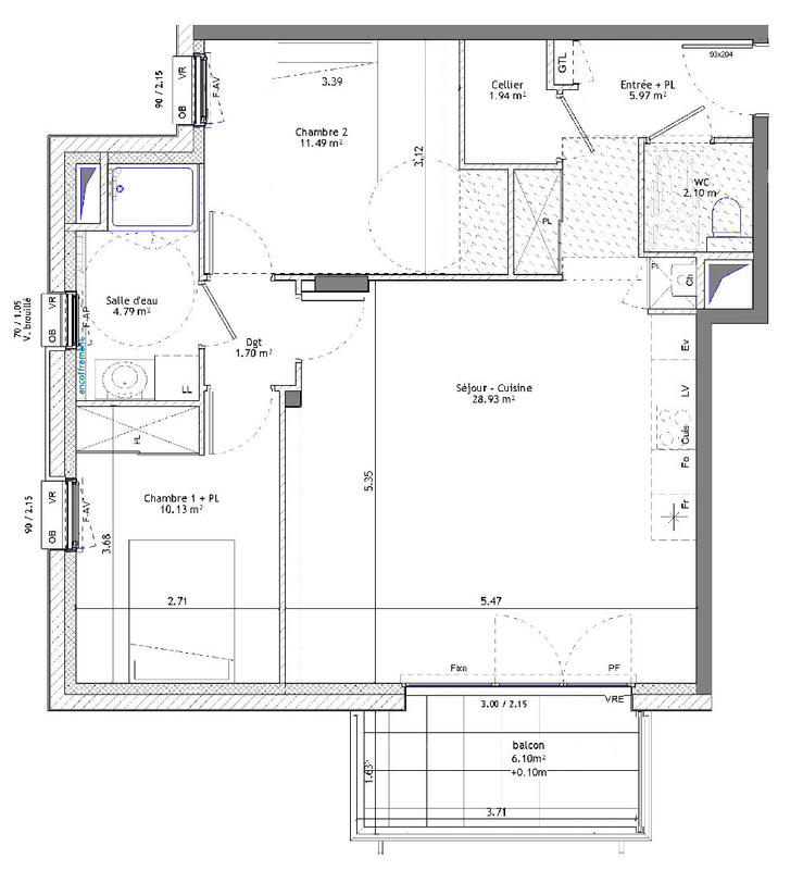 Appartement - 67 m² - 3 pièces