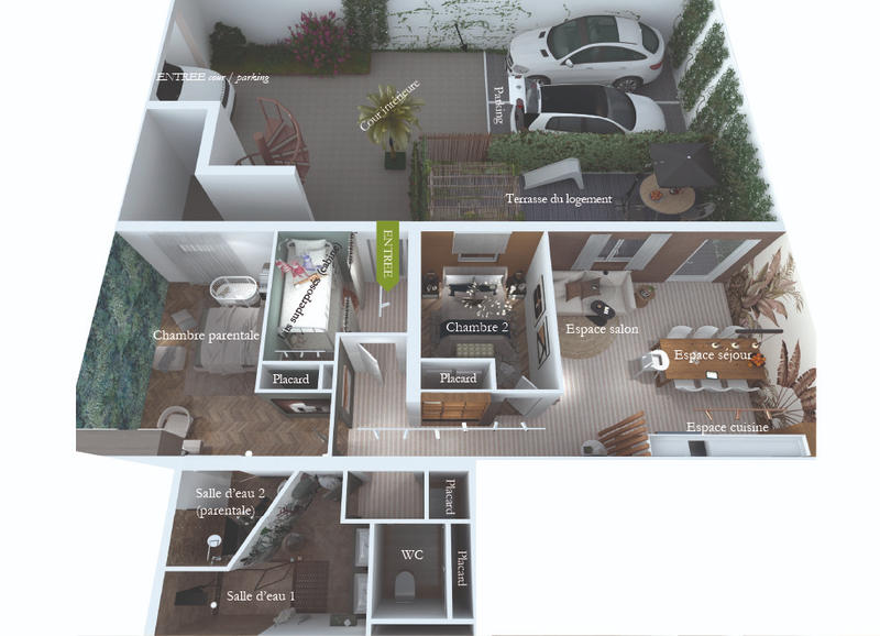 Appartement - 43 m² - 2 pièces