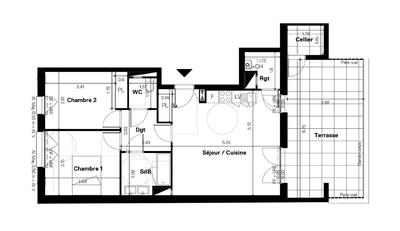 Appartement - 64 m² - 3 pièces