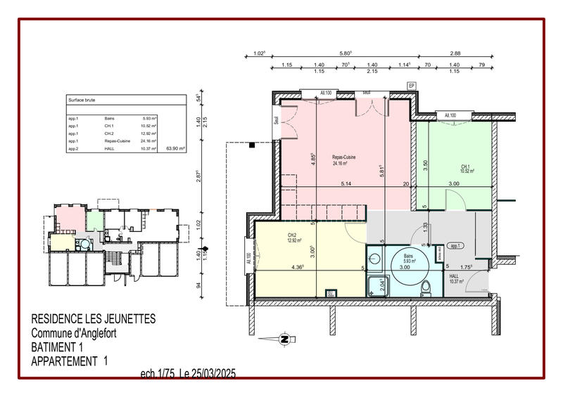 Appartement - 64 m² - 3 pièces