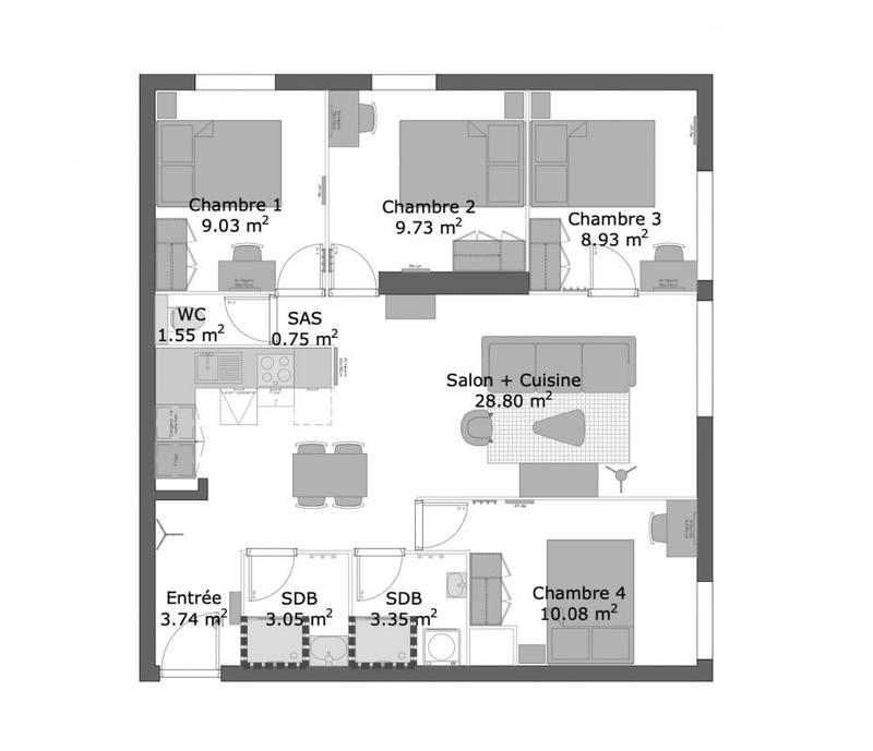 Appartement - 80 m²