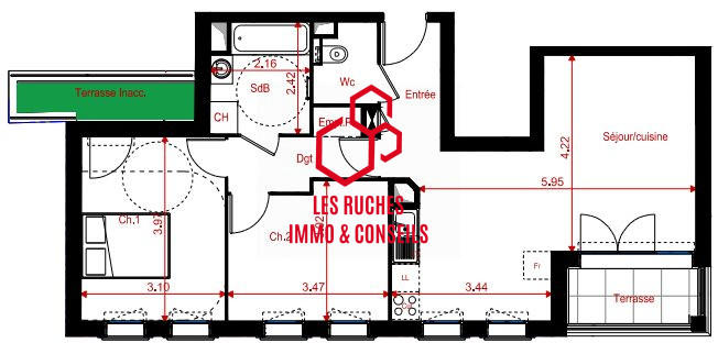 Appartement - 63 m² - 3 pièces