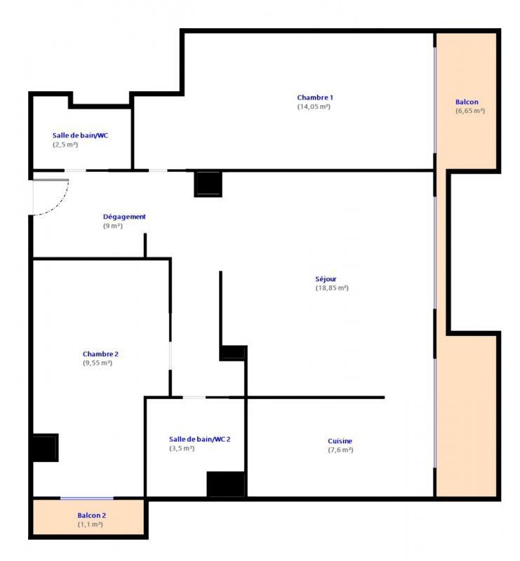 Appartement - 65 m² - 3 pièces