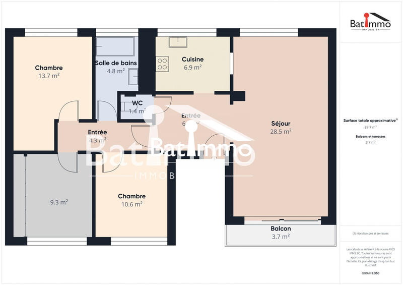 Appartement - 86 m² - 5 pièces