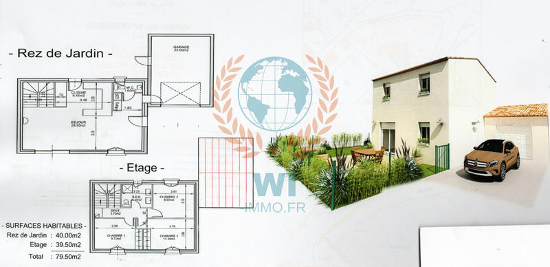 Maison - 80 m² - 4 pièces