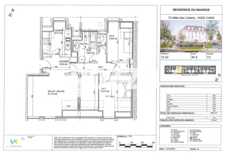 Appartement - 61 m² - 3 pièces