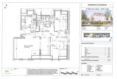 Appartement - 61 m² - 3 pièces