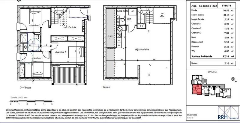 Duplex - 97 m² - 4 pièces